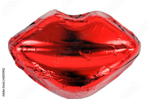 A bright ruby red candy pair of lips
