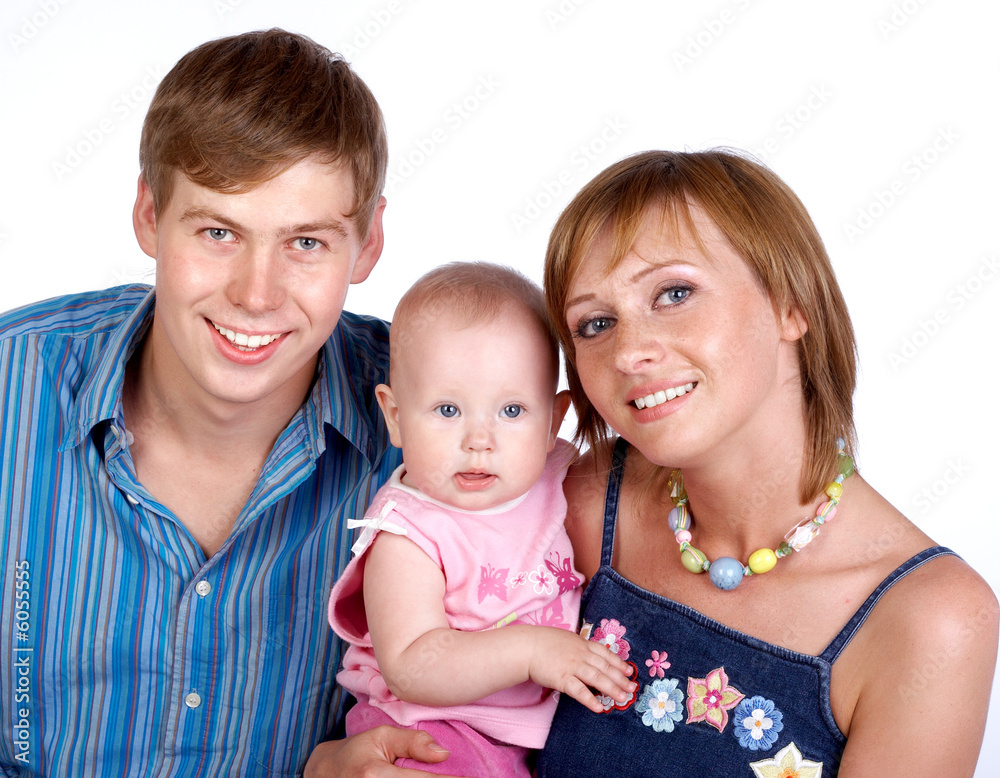 Happy family. Father, mother and little baby. Happy family. Father, mother and little baby.