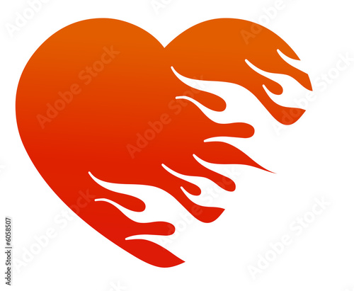 Illustration of a heart being consumed by flames