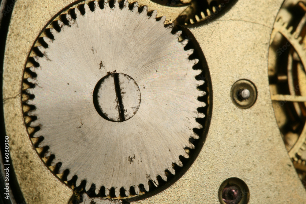 clockworks device engine gears close up