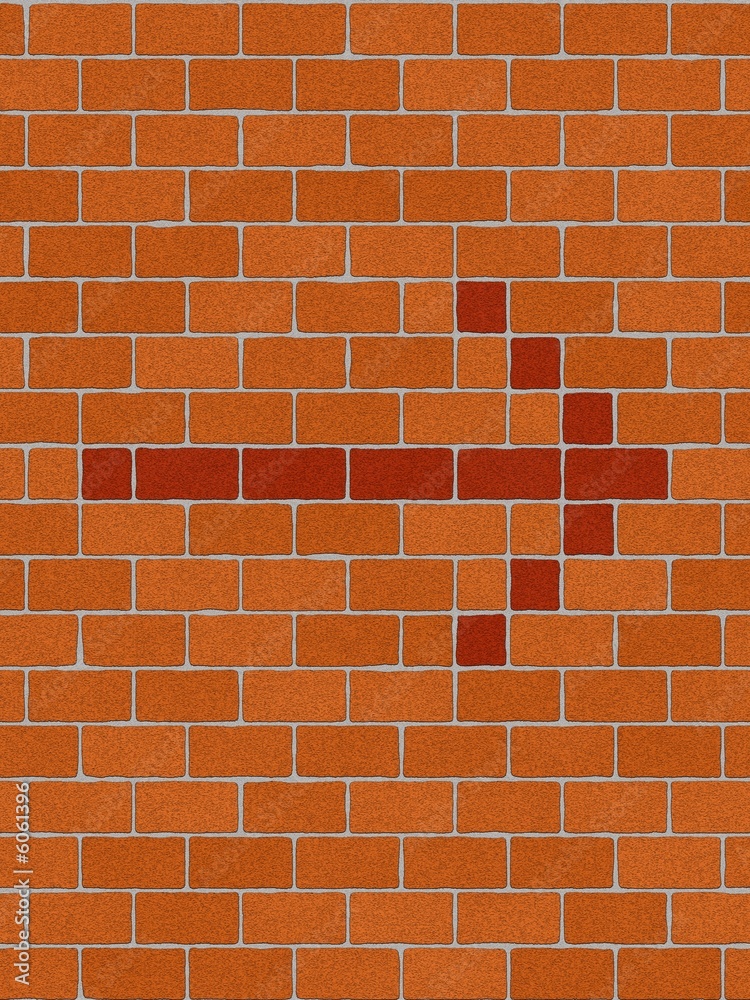 the arrow sign to the right on seamlessly brickwall tile the arrow sign to the right on seamlessly brickwall tile
