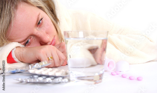 Obraz na płótnie ill woman and pills