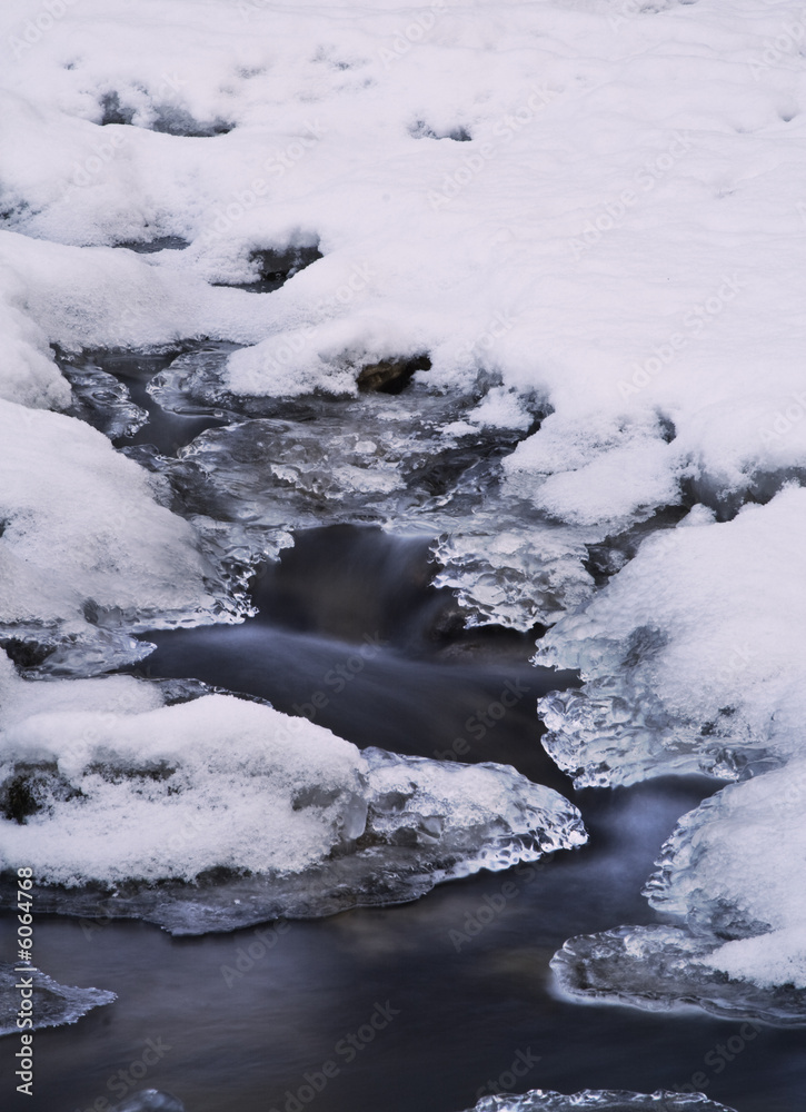 Long exposure image of a cold brook in winter.