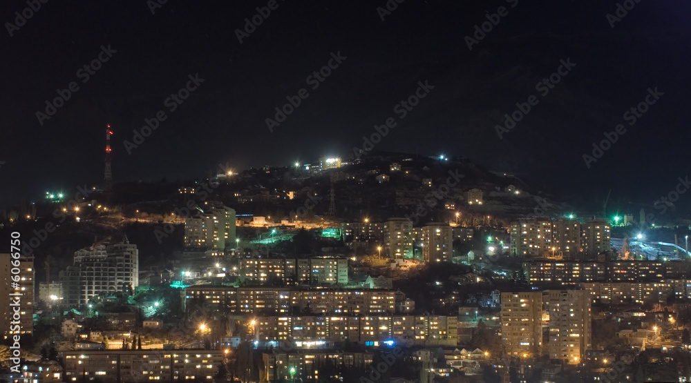 Yalta town at night, Ukraine, Crimea