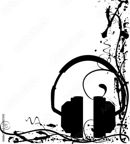 Grunge headphone background