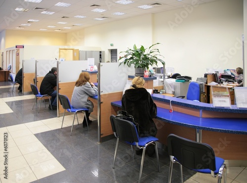 visitors in bank photo