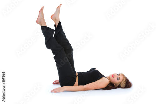 woman practicing fitness on isolated background