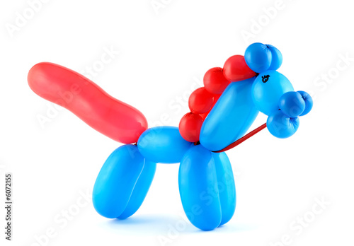 High resolution blue twisted balloon horse isolated on white