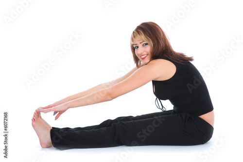 woman practicing fitness on isolated background