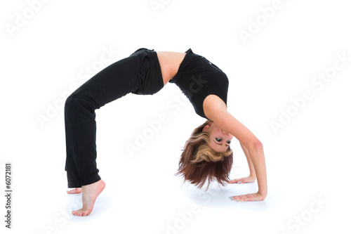 woman practicing fitness on isolated background