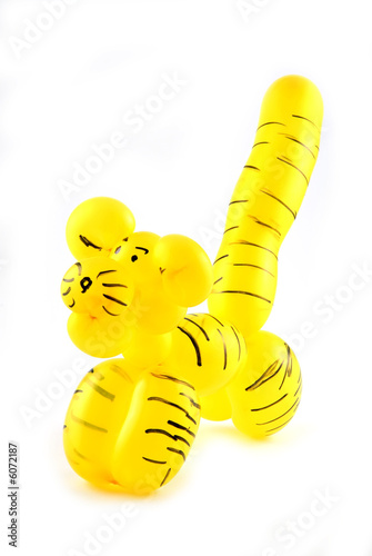 High resolution yellow twisted balloon tiger isolated on white