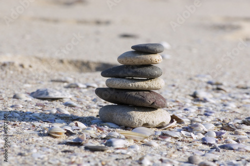 Pebble stack on the seashore