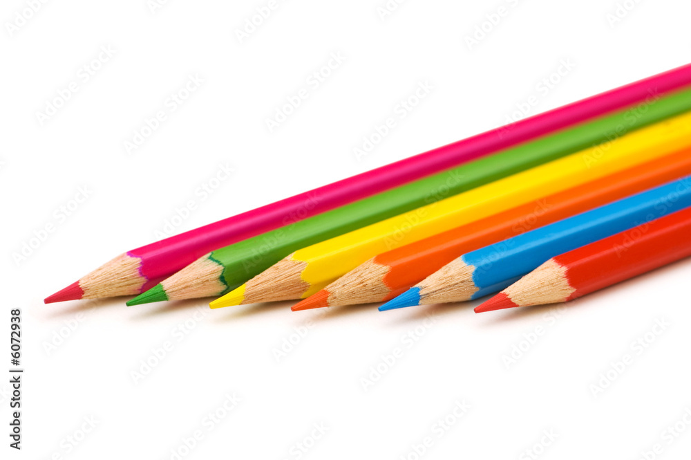 Fototapeta premium Various pencils isolated on the white background