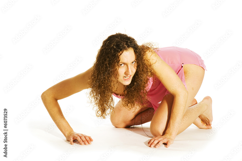 Fototapeta premium attractive woman as a tiger