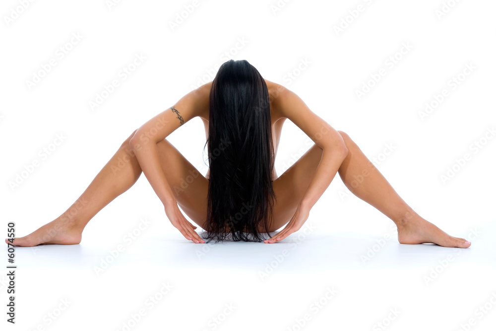 Fototapeta premium Nude girl on white background