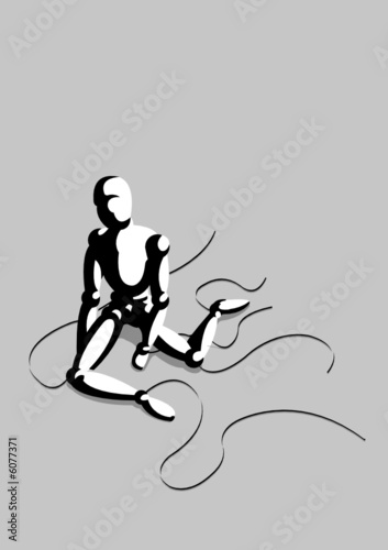 Vector illustration of a lonely puppet on gray background