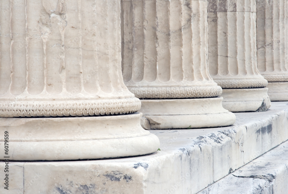 Columns on the Erechtheum in Athens, Greece.