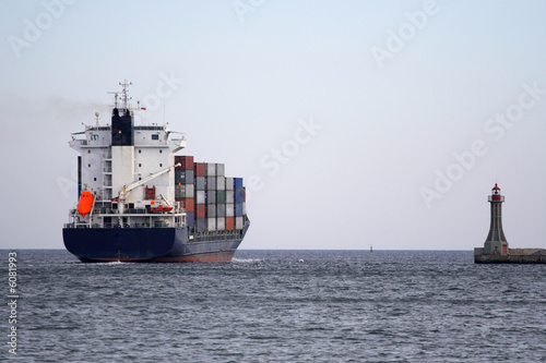 Container Ship leave port of Gdynia