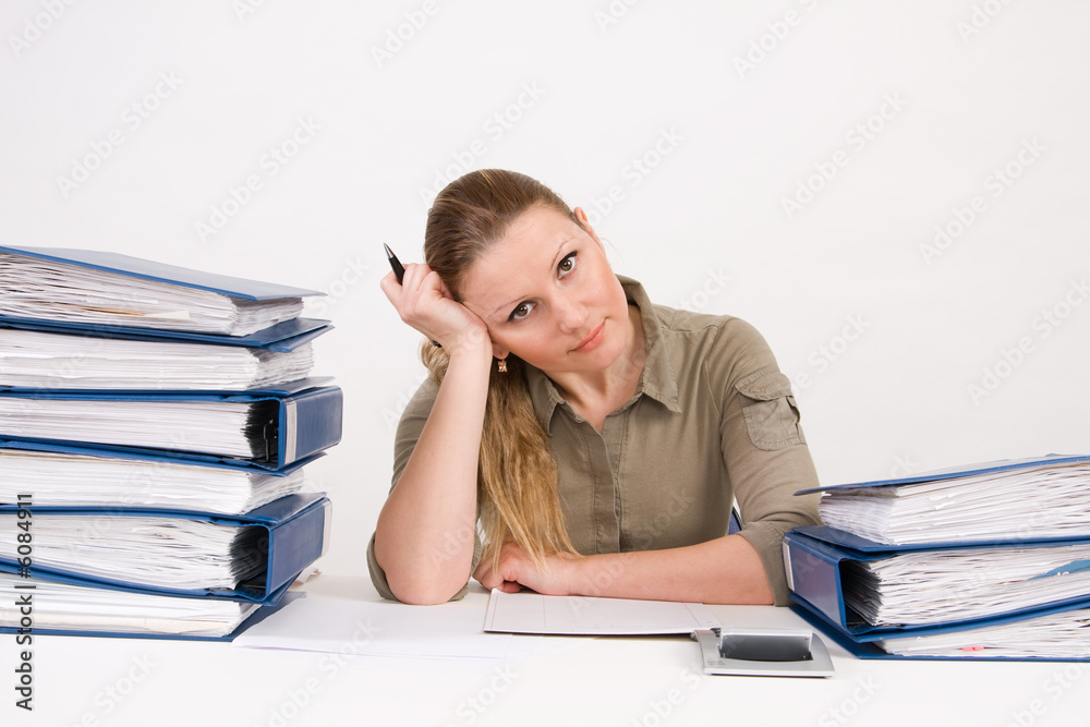 Successful business woman working with documents Successful business woman working with documents