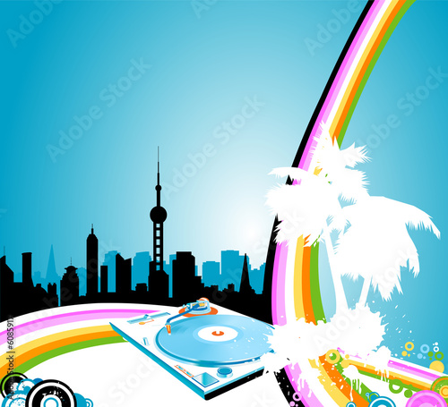 abstract urban landscape wi...