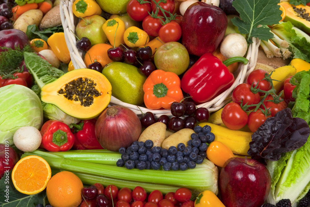 Organic healthy vegetables and fruits Organic healthy vegetables and fruits