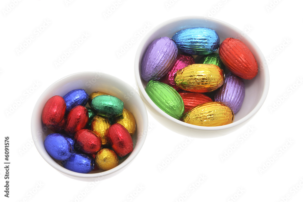 Close Up of Two Bowls of Easter Eggs Close Up of Two Bowls of Easter Eggs