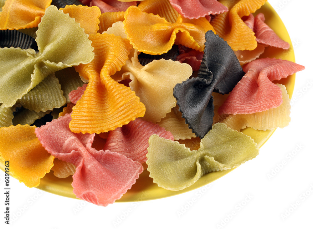 Color pasta detail isolated on white background Color pasta detail isolated on white background