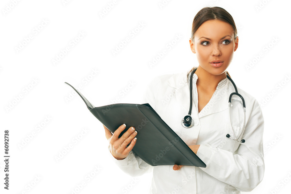 20-25 years old beautiful female doctor isolated on white 20-25 years old beautiful female doctor isolated on white
