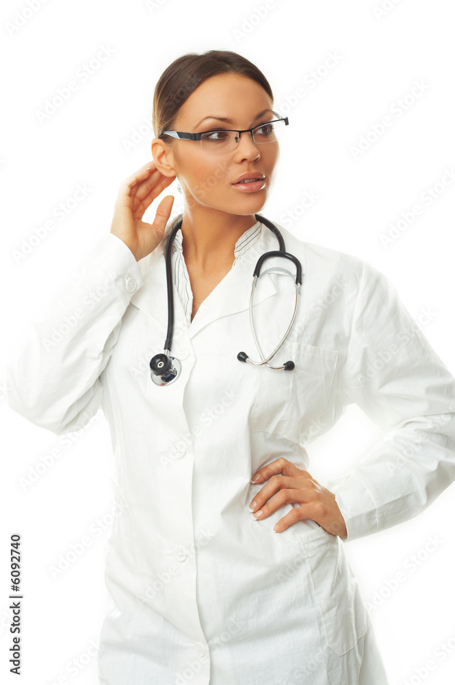 20-25 years old beautiful female doctor isolated on white 20-25 years old beautiful female doctor isolated on white