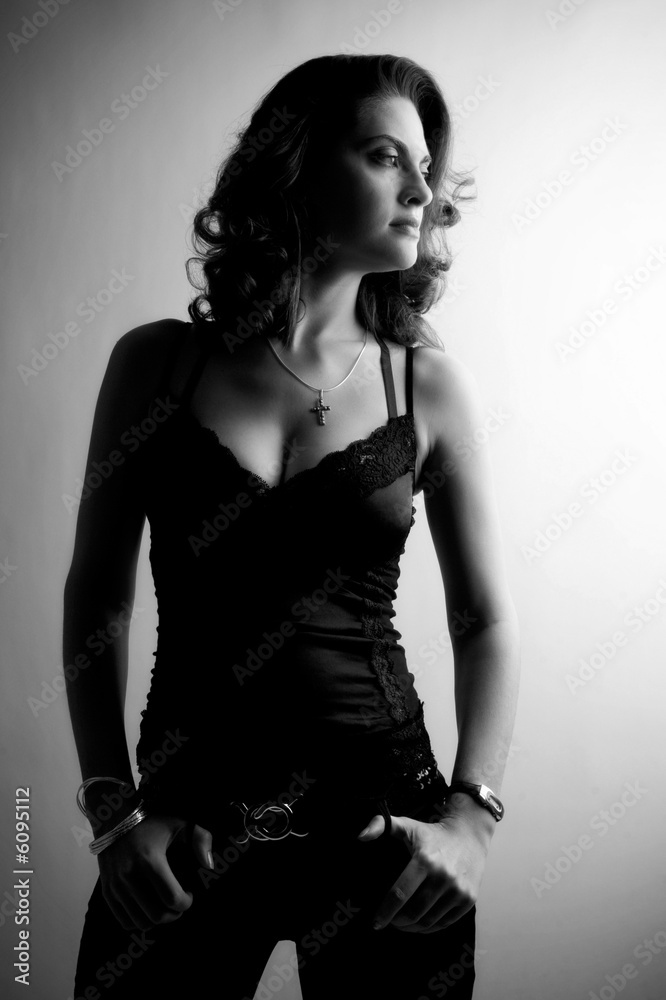 Naklejka premium Portrait of beautiful woman. Retro fashion photo