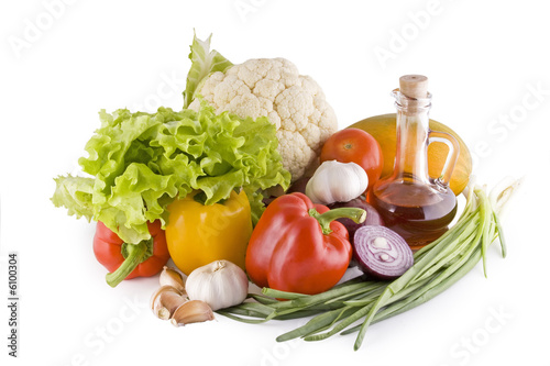 Still-life with vegetables. Clipping path included.
