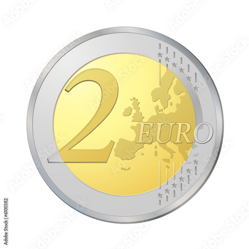 Pièce de deux euros, image vectorielle très détaillée