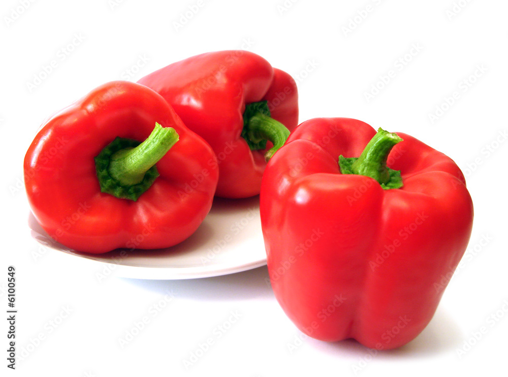 red pepper on plate isolated
