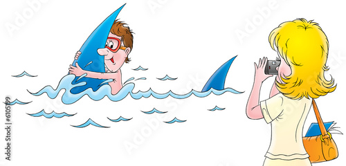 On shark back