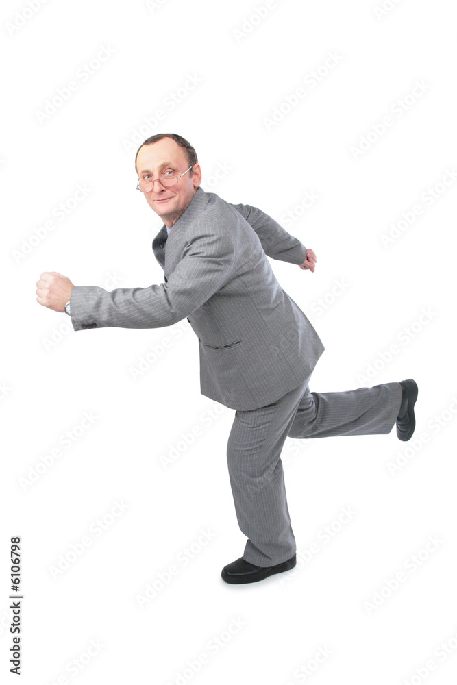 Running businessman senior Running businessman senior