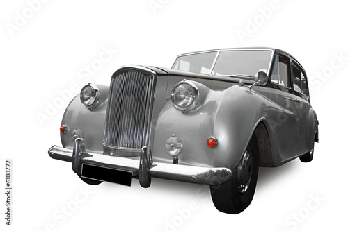 vintage silver wedding car