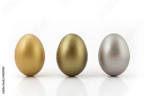gold, bronze and silver egg