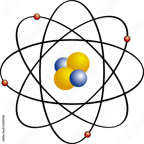 Atom with electron orbits