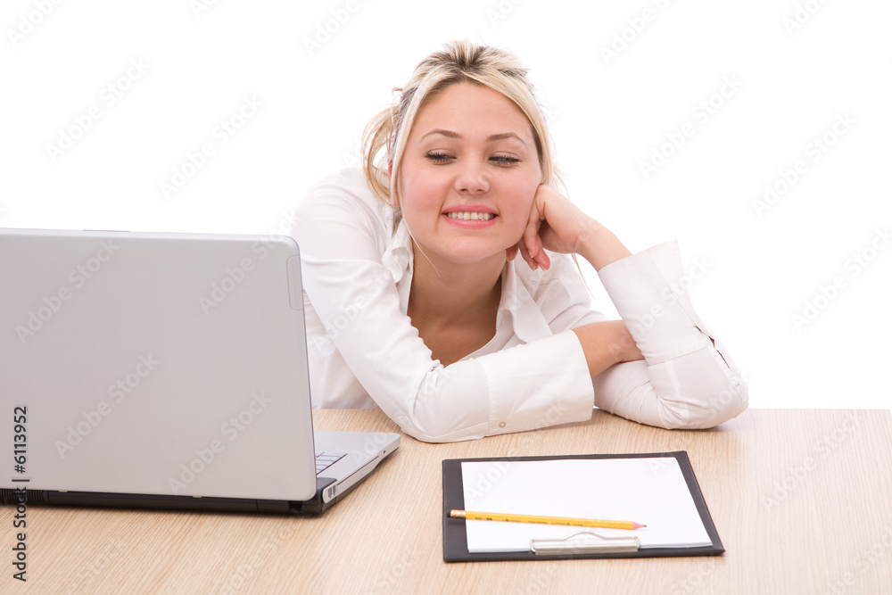 communication concept with a happy businesswoman communication concept with a happy businesswoman