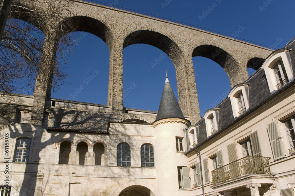an ancient aqueduct in France near Paris