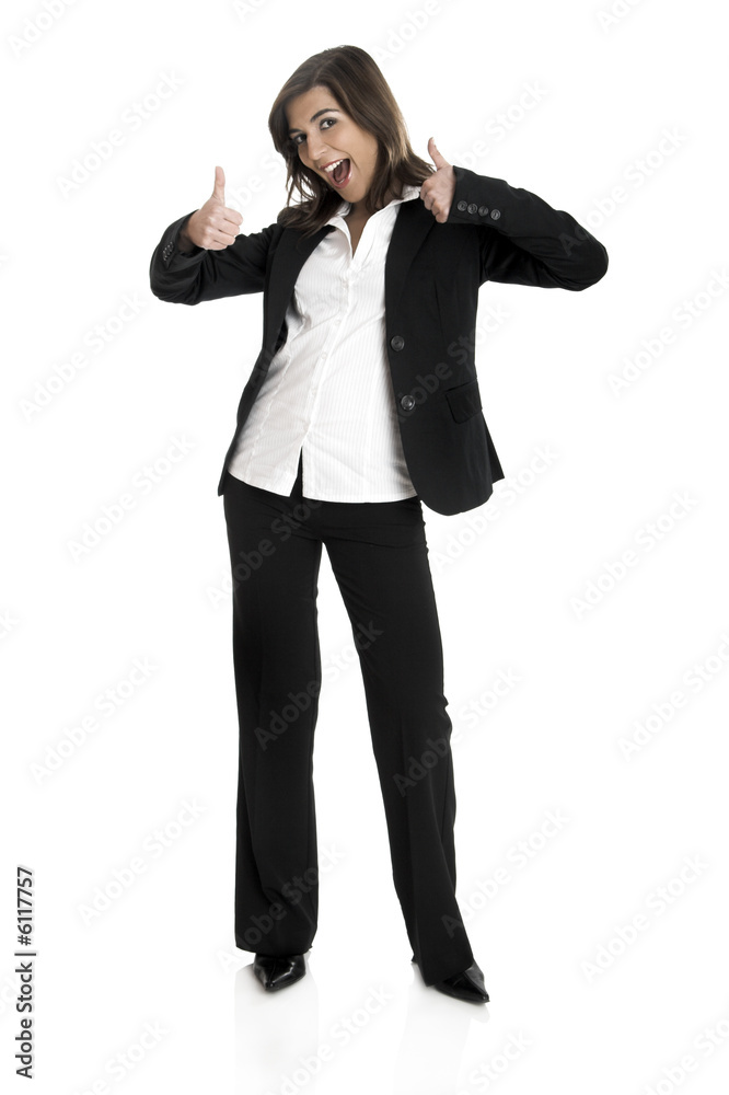 Full body portrait of happy beautiful business woman Full body portrait of happy beautiful business woman