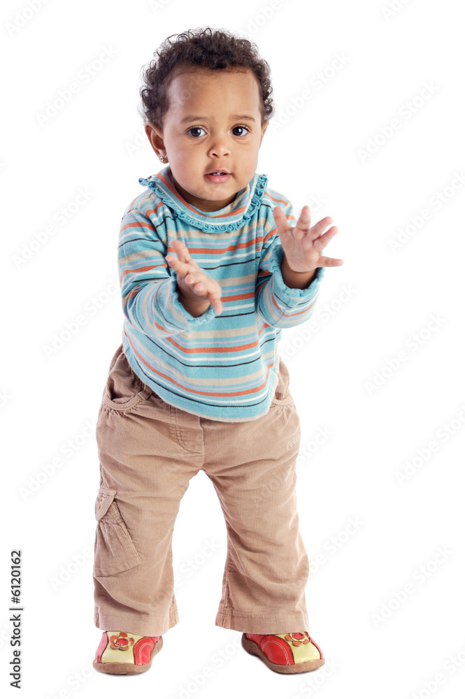 Adorable baby applauding a over white background Adorable baby applauding a over white background