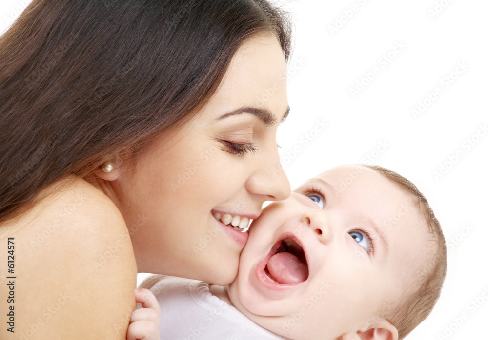 laughing baby playing with mother (focus on mama) laughing baby playing with mother (focus on mama)