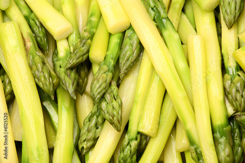 Freshly cooked asparagus spears