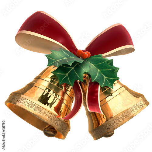 A Piece of Holly leaf and two bells