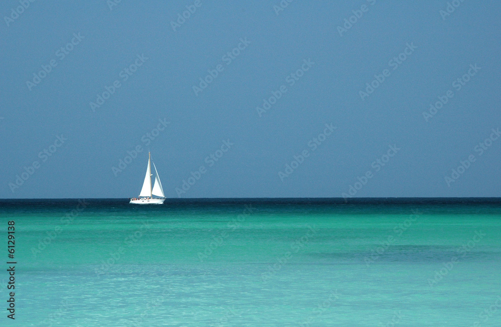 sailboat on a tropical sea