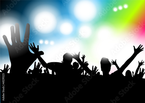 People through the lights in a music concert