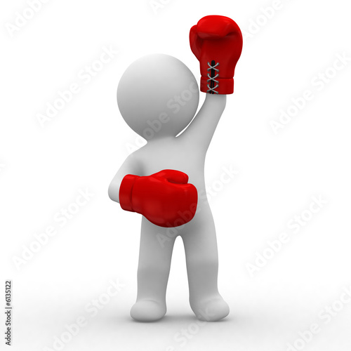 3d little guy with red boxing gloves in hands Stock-Illustration | Adobe  Stock