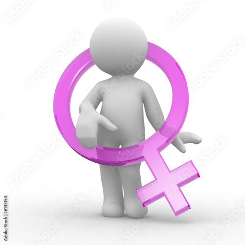 female 3d abstract human with sign symbol