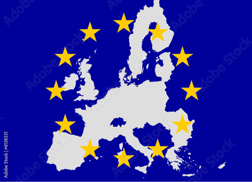 bandeira e mapa da união europeia